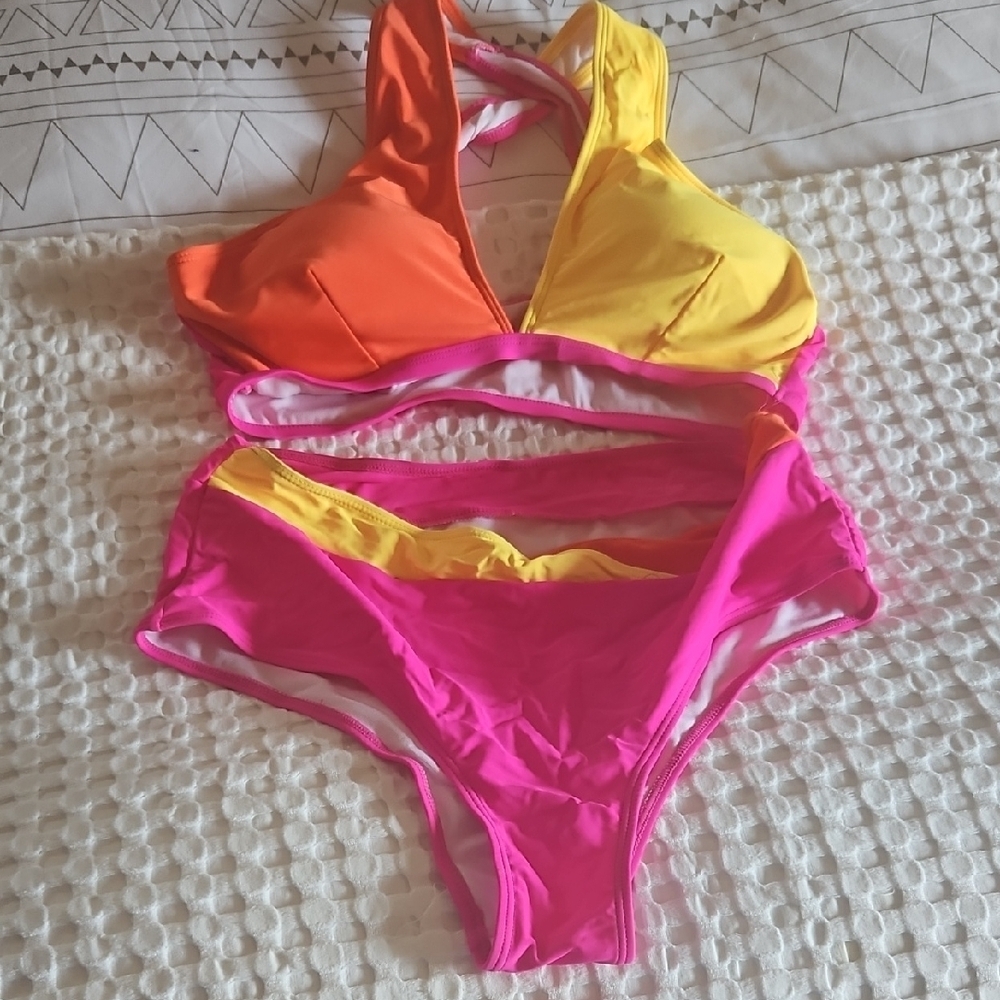 Vibrant Colorblock Bikini Set Xl